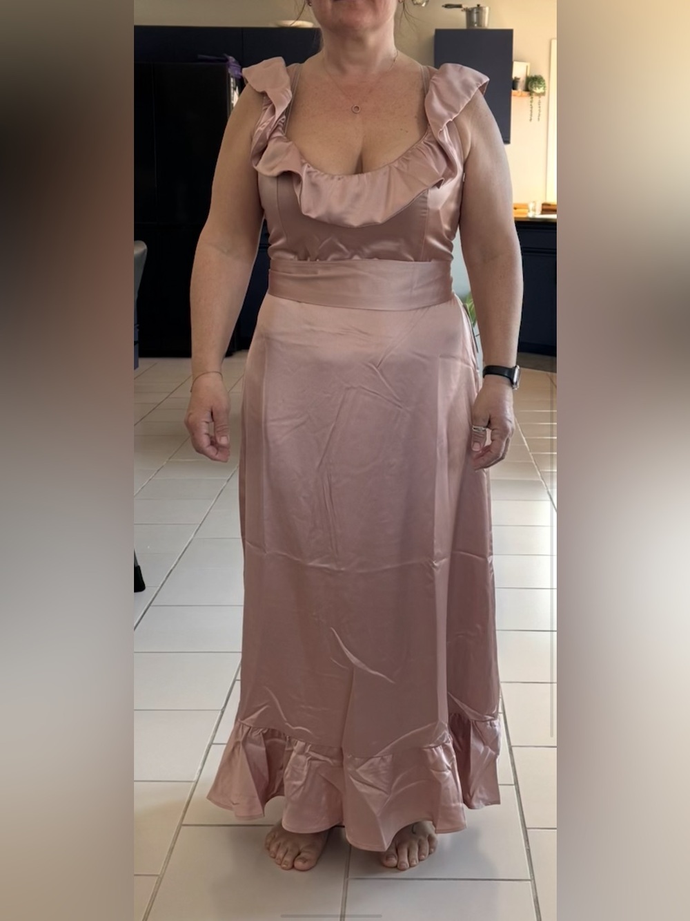 Champagne Ruffle Midi Dress - Picture 3 of 4